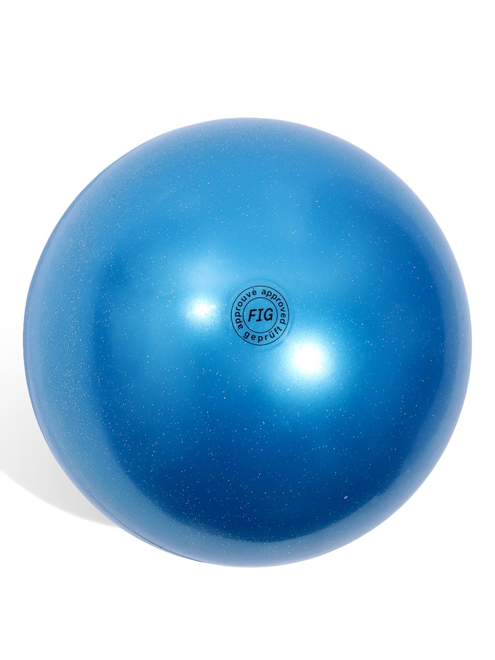 Мяч для художественной гимнастики Металлик, с глиттером, d=19 см, синий - Фото 1