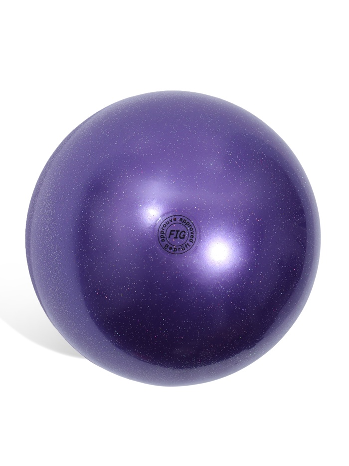 Мяч для художественной гимнастики Металлик, с глиттером, d=19 см, фиолетовый - Фото 1