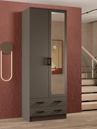 Шкаф прямой двухстворчатый «Дуэт», 2 ящика, с зеркалом, 800×480×2200 мм, цвет графит 10954734