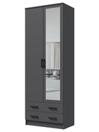 Шкаф прямой двухстворчатый «Дуэт», 2 ящика, с зеркалом, 800×480×2200 мм, цвет графит - Фото 2