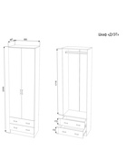 Шкаф прямой двухстворчатый «Дуэт», 2 ящика, с зеркалом, 800×480×2200 мм, цвет графит - Фото 4