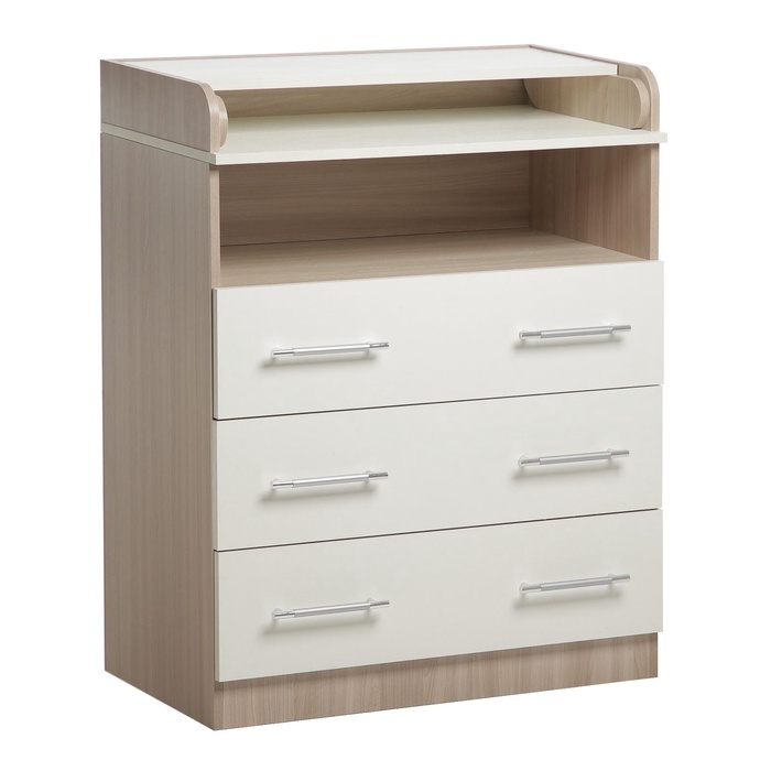 УЦЕНКА Комод КП- 3 пеленальный, 3 ящика, 1000×800×440(730), Ясень шимо светлый/Белый - Фото 1
