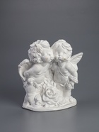 УЦЕНКА Фигура "Ангел и Фея с розой" белый 12х26х24см 10977361