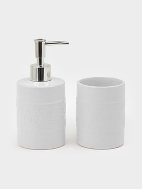 Набор для ванной Antic, 2 предмета, дозатор для мыла, стакан, белый