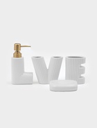 Набор для ванной Love, 4 предмета, дозатор для мыла, 2 стакана, мыльница, 200 мл, керамика, белый - Фото 6