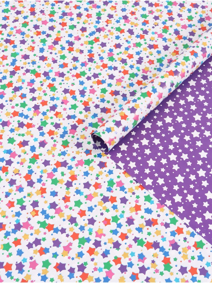 Бумага упаковочная глянцевая двухсторонняя «Звёзды», 70 × 100 см - Фото 1