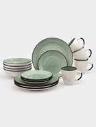 Набор посуды Доляна Nature Тар, 16 предметов: тарелки 8 шт. d=19 см, 27 см, глубокие 4 шт. 830 мл, кружки 4 шт. 400 мл, керамика, зелёный - Фото 6