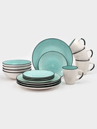 Набор посуды Доляна Nature Тар, 16 предметов: тарелки 8 шт. d=19 см, 27 см, глубокие 4 шт. 830 мл, кружки 4 шт. 400 мл, керамика, голубой 10884216