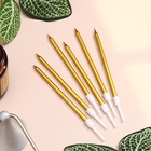 УЦЕНКА Свечи в торт коктейльные "Шайн", 6 шт, 10 см, золотой металлик - Фото 3