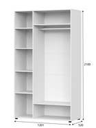 Шкаф прямой трёхстворчатый «Токио», с зеркалом, 1201×520×2100 мм, цвет белый 10976479