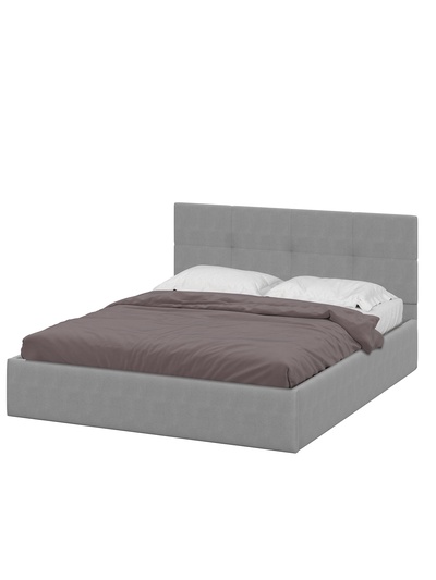 Кровать двуспальная, с основанием, спальное место 1600×2000 мм, велюр, цвет серый