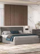 Кровать двуспальная, с основанием, спальное место 1600×2000 мм, велюр, цвет серый 10976481