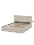 Кровать двуспальная, с основанием, спальное место 1600×2000 мм, велюр, цвет бежевый 10976482
