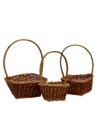 Набор корзин, 3 шт, 26х26х11/39, 22х22х10/35, 17×17×9/29 см, лоза, кукуруза - фото 65463118