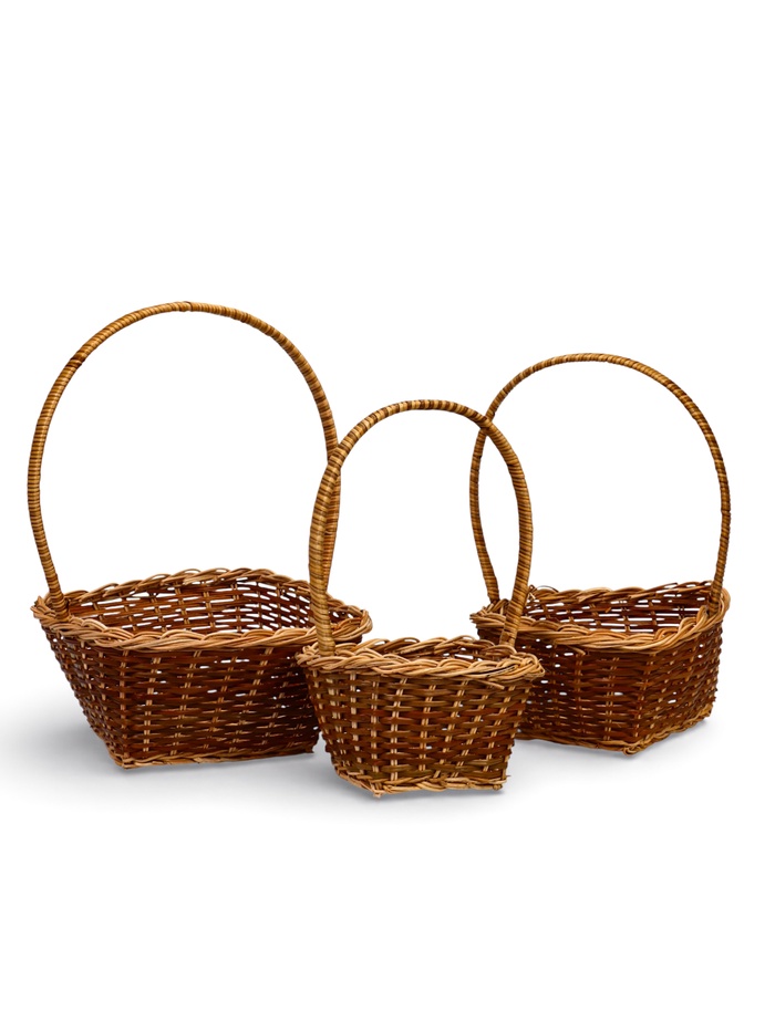 Набор корзин, 3 шт, 26х26х11/39, 22х22х10/35, 17×17×9/29 см, лоза, кукуруза - Фото 1
