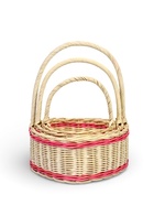 Корзина плетёная, в форме сердечка, набор 3 шт., лоза, кукуруза, с розовой полоской - фото 67928375