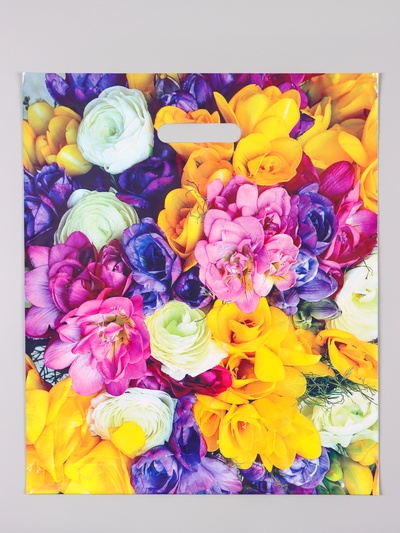 Пакет «Весенний букет», полиэтиленовый с вырубной ручкой, 38×45 + 3 см, 60 мкм