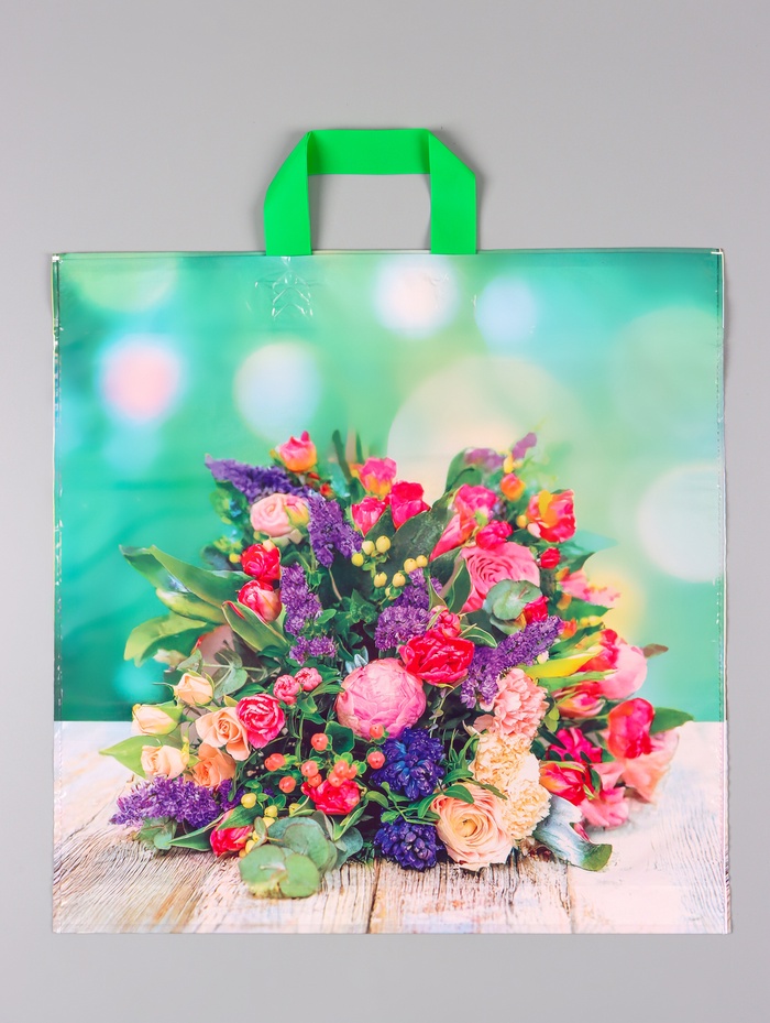 Пакет «Цветочная композиция», полиэтиленовый с петлевой ручкой, 45×45 + 3 см, 60 мкм - Фото 1