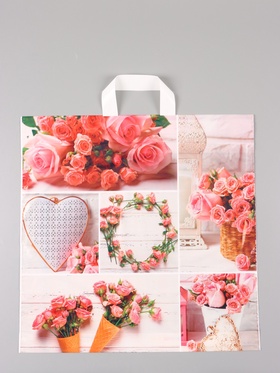 Пакет «Романтичная роза», полиэтиленовый с петлевой ручкой, 45?45 + 3 см, 60 мкм (комплект 25 шт)