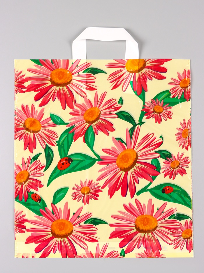 Пакет «Ромашки», полиэтиленовый с петлевой ручкой, 38×42 + 3 см, 37 мкм - Фото 1