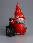 УЦЕНКА Подсвечник керамика «Малыш в красном наряде, с фонарём» 17×11×28 см 10978558