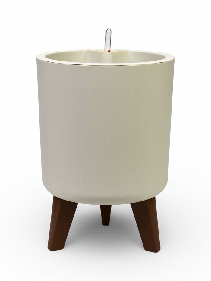 Кашпо для цветов «Флориан», 11 л, d=25 см, h=39.5 см, пластиковое, с автополивом, на ножках, белое - Фото 1