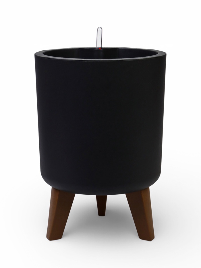 Кашпо для цветов «Флориан», 11 л, d=25 см, h=39.5 см, пластиковое, с автополивом, на ножках, серое - Фото 1