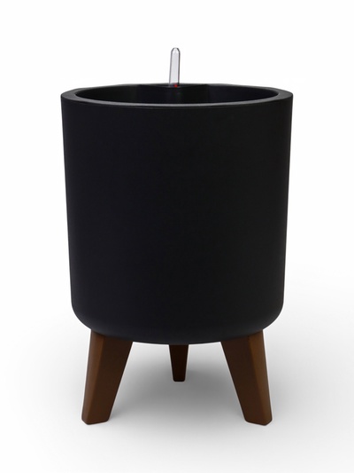 Кашпо для цветов «Флориан», 19 л, d=30 см, h=44.7 см, пластиковое, с автополивом, на ножках, серое