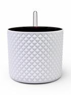 Кашпо для цветов «Фасет», 2 л, d=15 см, h=14 см, пластиковое, с автополивом, со вставкой, белое - Фото 1