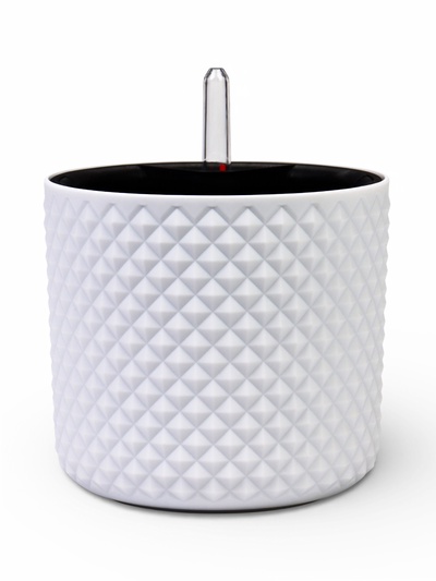 Кашпо для цветов «Фасет», 2 л, d=15 см, h=14 см, пластиковое, с автополивом, со вставкой, белое