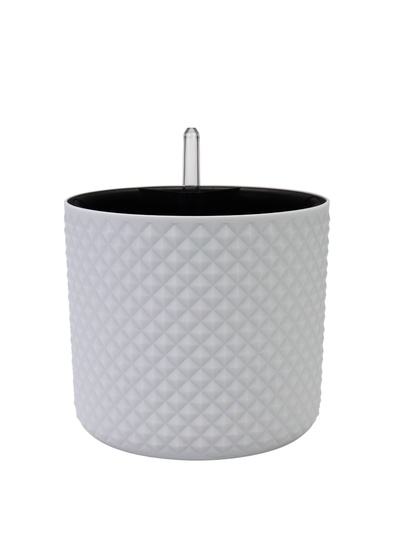 Кашпо для цветов «Фасет», 3.5 л, d=18 см, h=16.5 см, пластиковое, с автополивом, со вставкой, белое