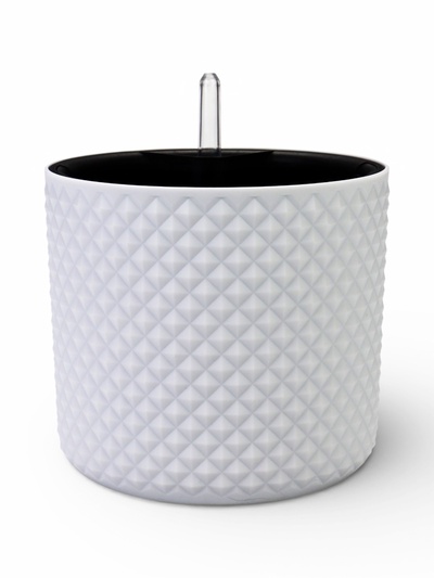 Кашпо для цветов «Фасет», 3.5 л, d=18 см, h=16.5 см, пластиковое, с автополивом, со вставкой, белое