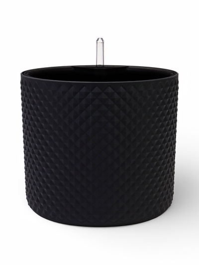 Кашпо для цветов «Фасет», 6.2 л, d=22 см, h=20 см, пластиковое, с автополивом, со вставкой, серое