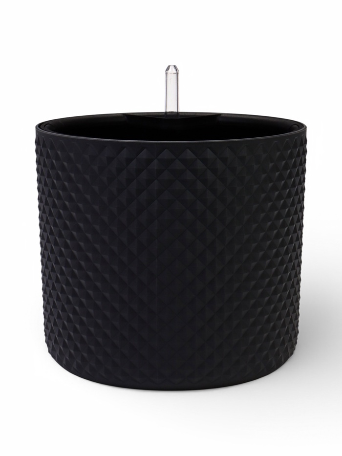 Кашпо для цветов «Фасет», 6.2 л, d=22 см, h=20 см, пластиковое, с автополивом, со вставкой, серое - Фото 1