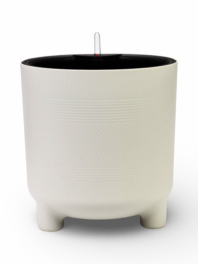 Кашпо для цветов «Шэнк», 29 л, d=35.7 см, h=36.6 см, пластиковое, с автополивом, со вставкой, на ножках, белое