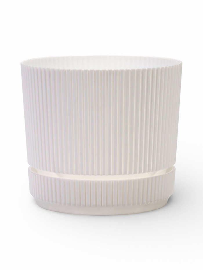 Горшок для цветов «Стрип», 2.3 л, d=17 см, h=15.2 см, пластиковый, с поддоном, белый - Фото 1
