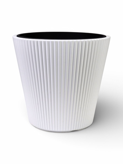 Кашпо для цветов «Стрип», 30 л, d=39 см, h=37 см, пластиковое, со вставкой, белое