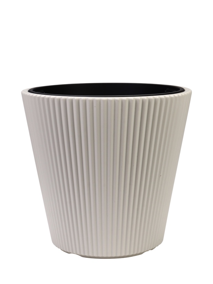 Кашпо для цветов «Стрип», 30 л, d=39 см, h=37 см, пластиковое, со вставкой, бежевое