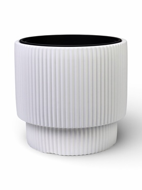 Кашпо для цветов «Стрип», 40 л, d=39 см, h=37 см, пластиковое, со вставкой, белое