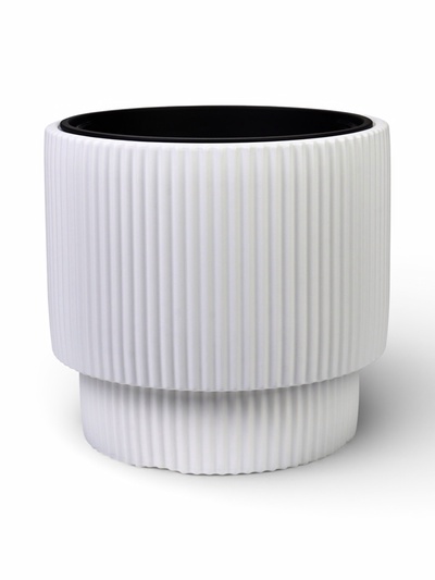 Кашпо для цветов «Стрип», 40 л, d=39 см, h=37 см, пластиковое, со вставкой, белое