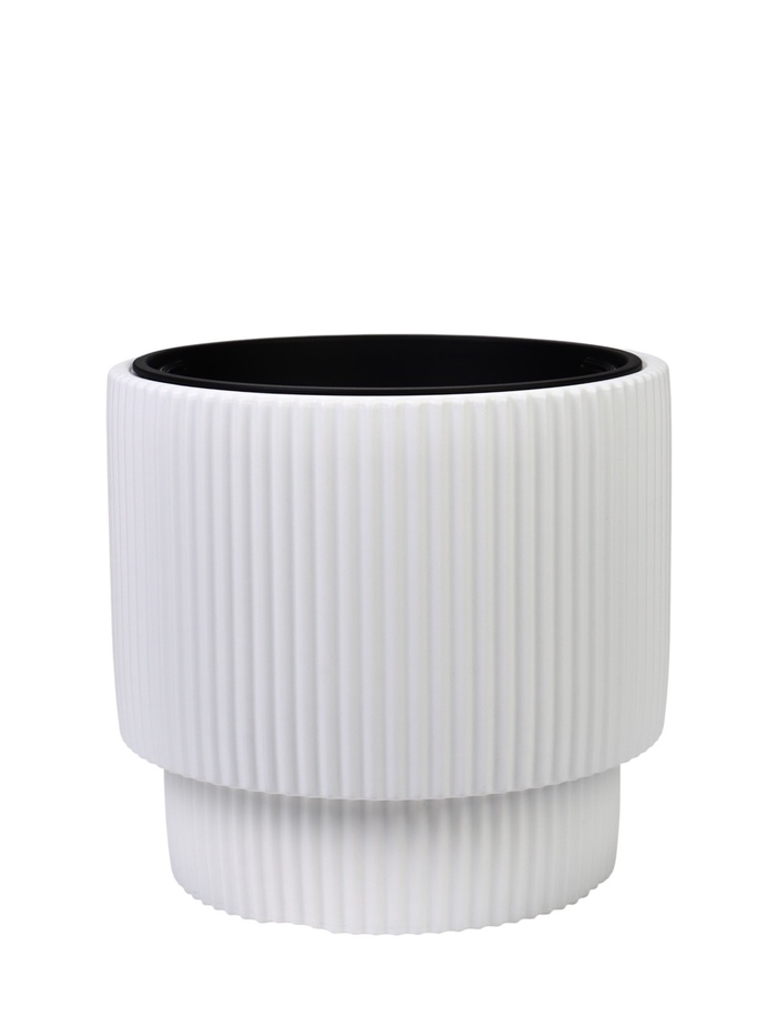 Кашпо для цветов «Стрип», 40 л, d=39 см, h=37 см, пластиковое, со вставкой, белое