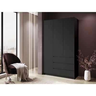 Шкаф прямой распашной трёхстворчатый «Мадера», 1200×520×2100 мм, цвет чёрный