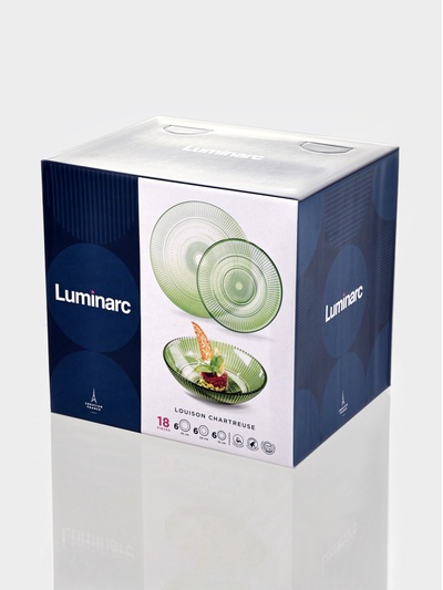 Набор посуды Luminarc «Луиз», 18 предметов, стекло, шартрез