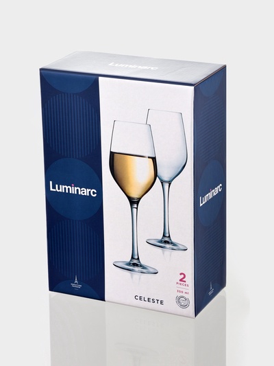 Набор бокалов для вина Luminarc Celeste, 350 мл, размер одного бокала 7.5×7.5×22.5 см, 2 шт., стекло, прозрачный