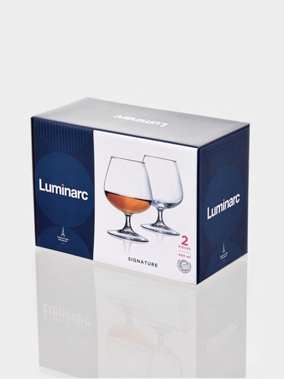Бокалы для коньяка Luminarc «Эталон», 400 мл, размер одного бокала 9×13 см, набор 2 шт., стекло, прозрачные