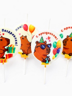 Свечи в торт на шпажке «Капибара», 4 шт.