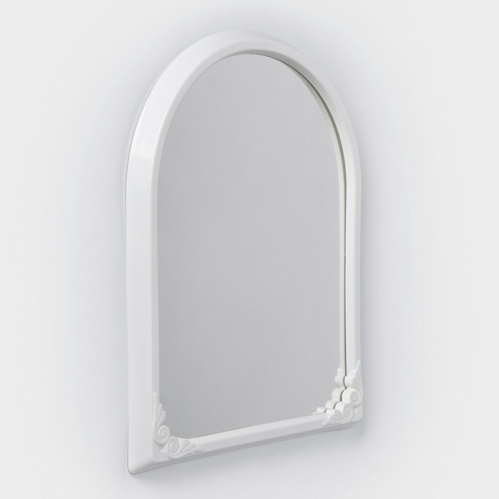 УЦЕНКА Зеркало, 49.5×39 см, полукруглое, белое - Фото 1