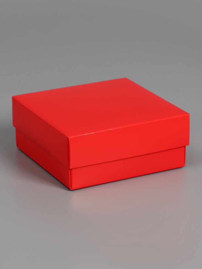 Коробка складная, крышка-дно, красная, 12×12×5 см