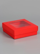 Коробка складная, крышка-дно, с окном, красная, 15×15×5 см 10919412