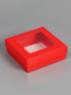 Коробка складная, крышка-дно, с окном, красная, 15×15×5 см 10919412
